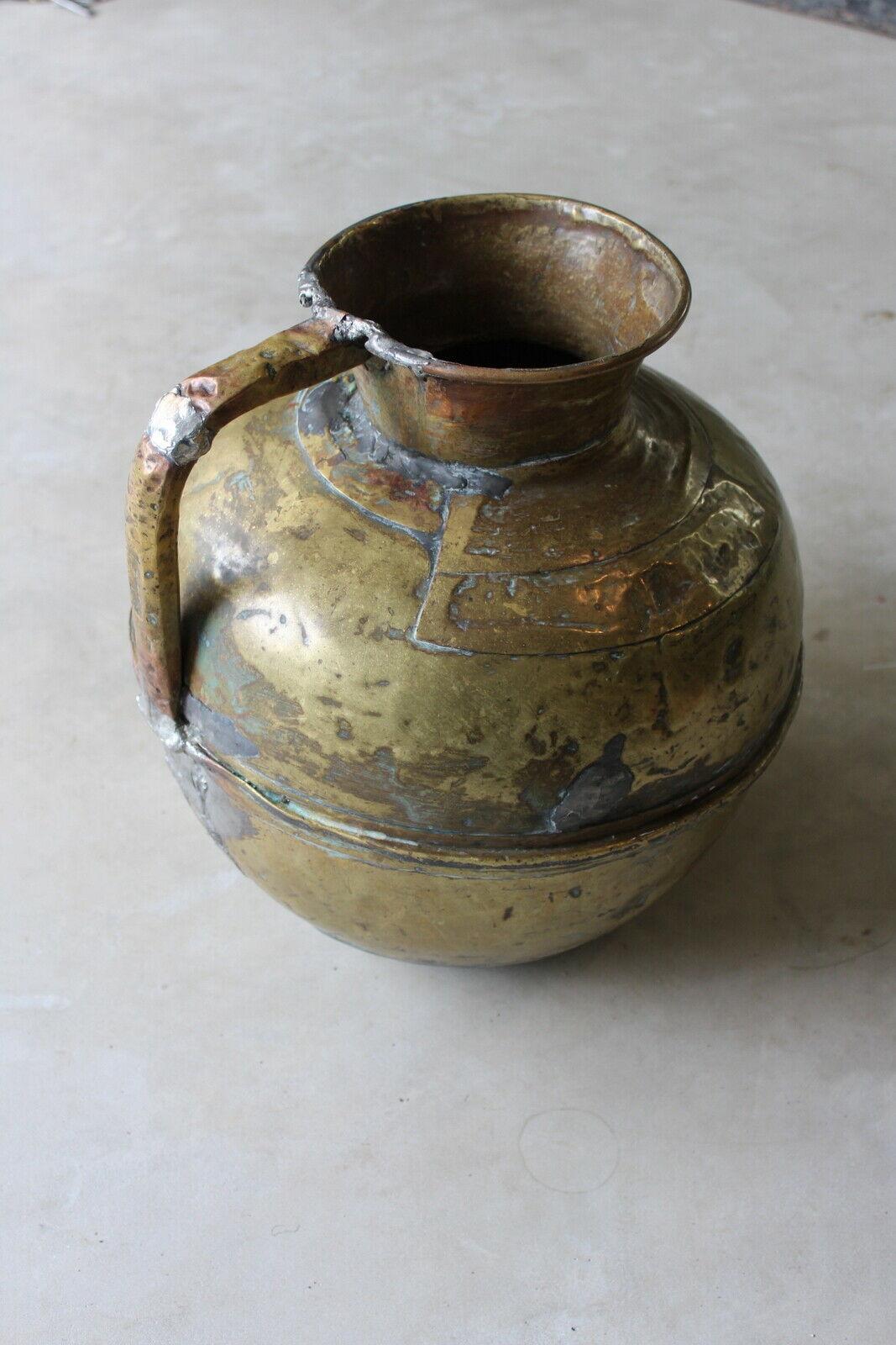 Large Rustic Eastern Brass Jug - Kernow Furniture