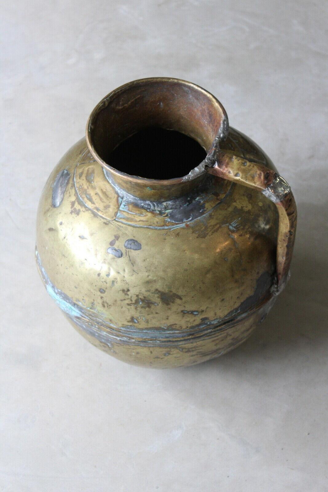 Large Rustic Eastern Brass Jug - Kernow Furniture