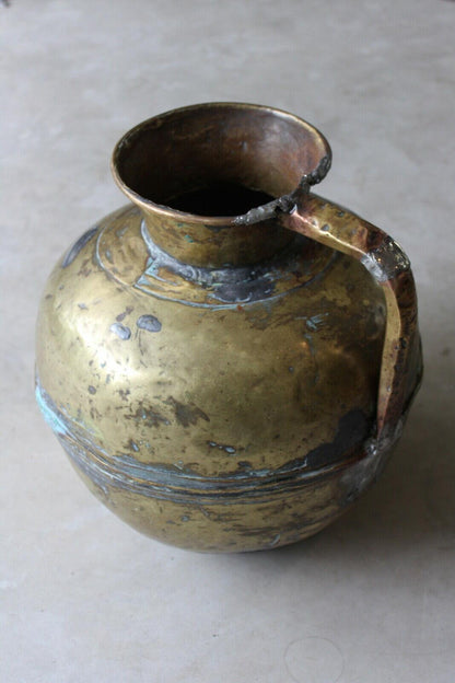 Large Rustic Eastern Brass Jug - Kernow Furniture