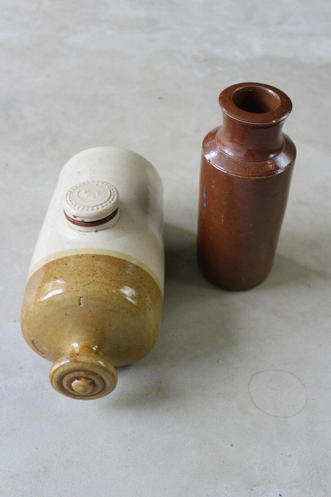 Vintage Stoneware Bottle & Hot Water Bottle - Kernow Furniture