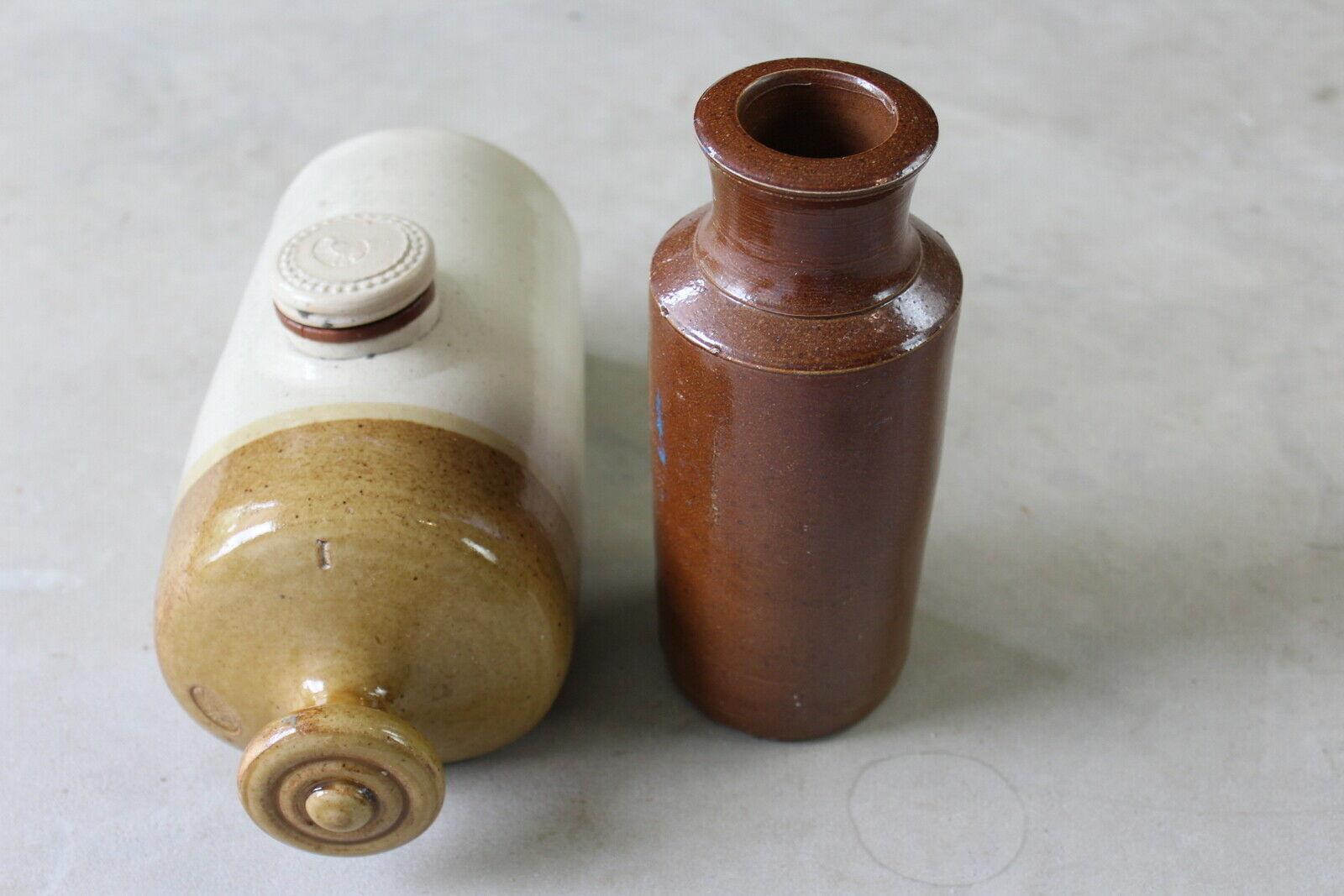 Vintage Stoneware Bottle & Hot Water Bottle - Kernow Furniture