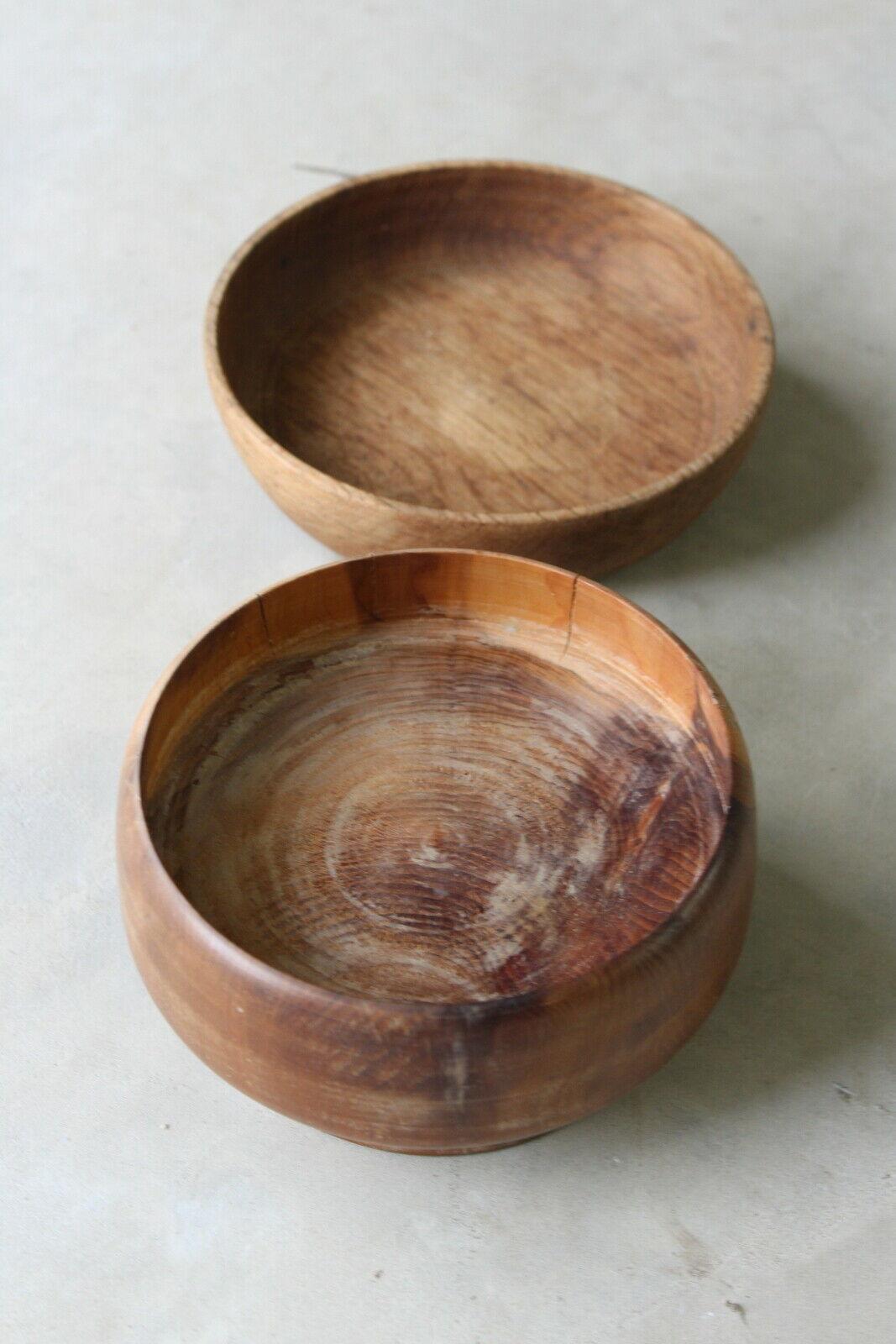 Pair Vintage Wooden Bowls - Kernow Furniture