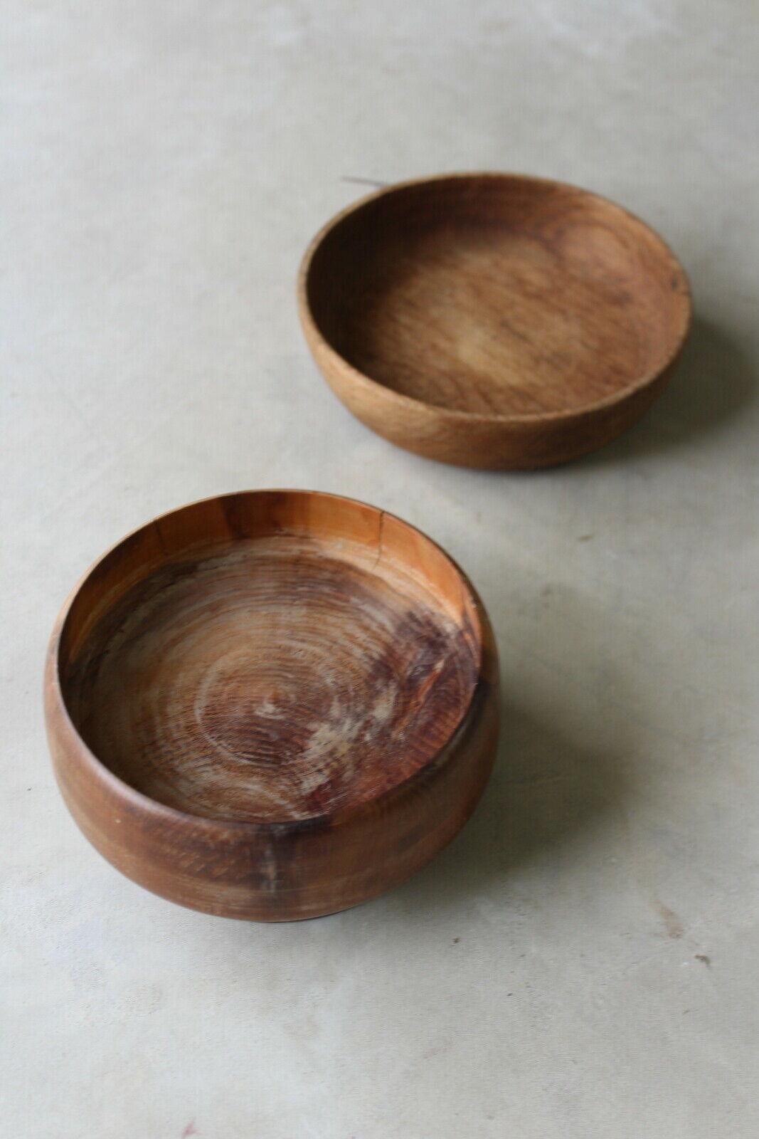 Pair Vintage Wooden Bowls - Kernow Furniture