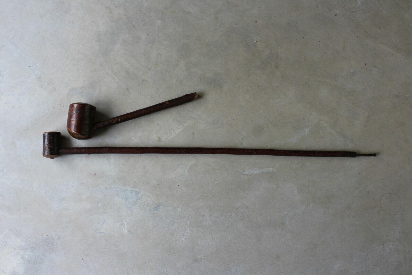 Pair of Vintage Pipes - Ropp De Luxe Wooden Pipe - Kernow Furniture