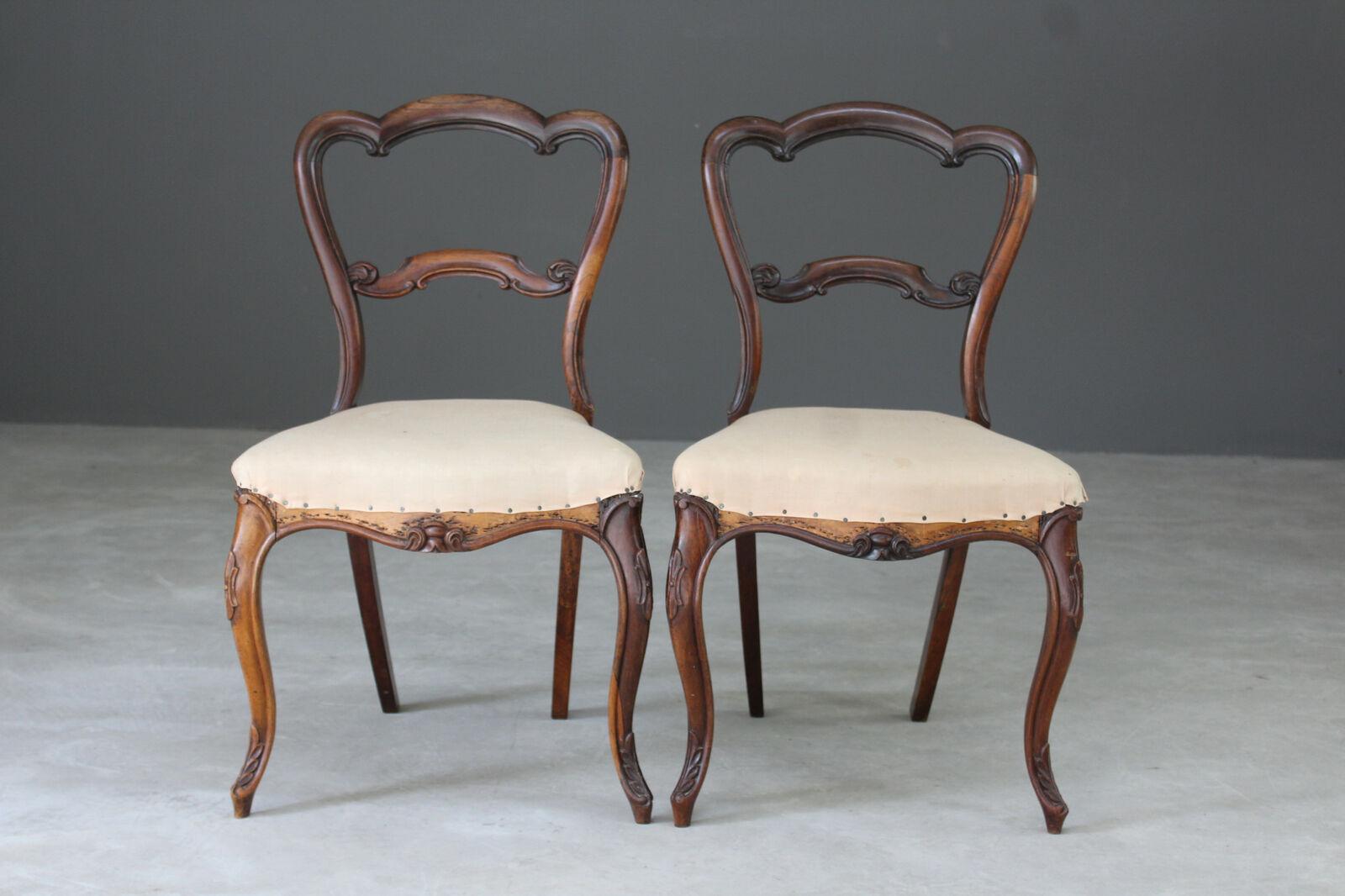 Pair Antique Rosewood Dining Chairs - Kernow Furniture