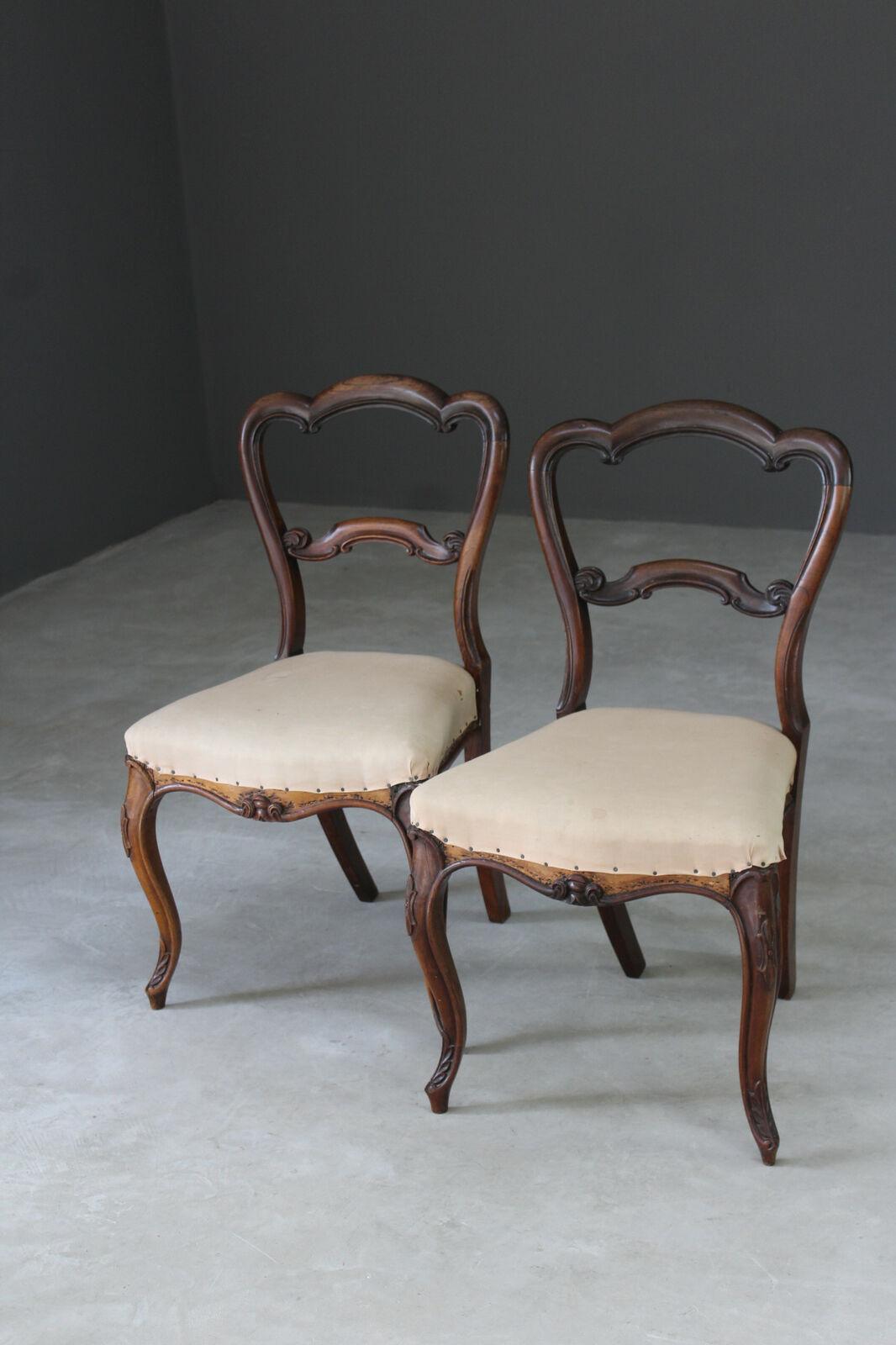 Pair Antique Rosewood Dining Chairs - Kernow Furniture