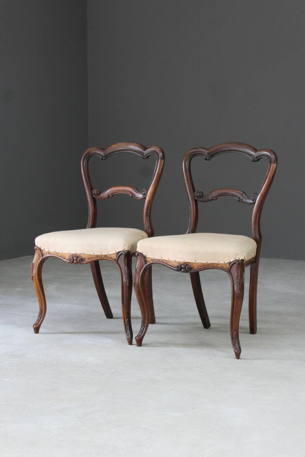 Pair Antique Rosewood Dining Chairs - Kernow Furniture