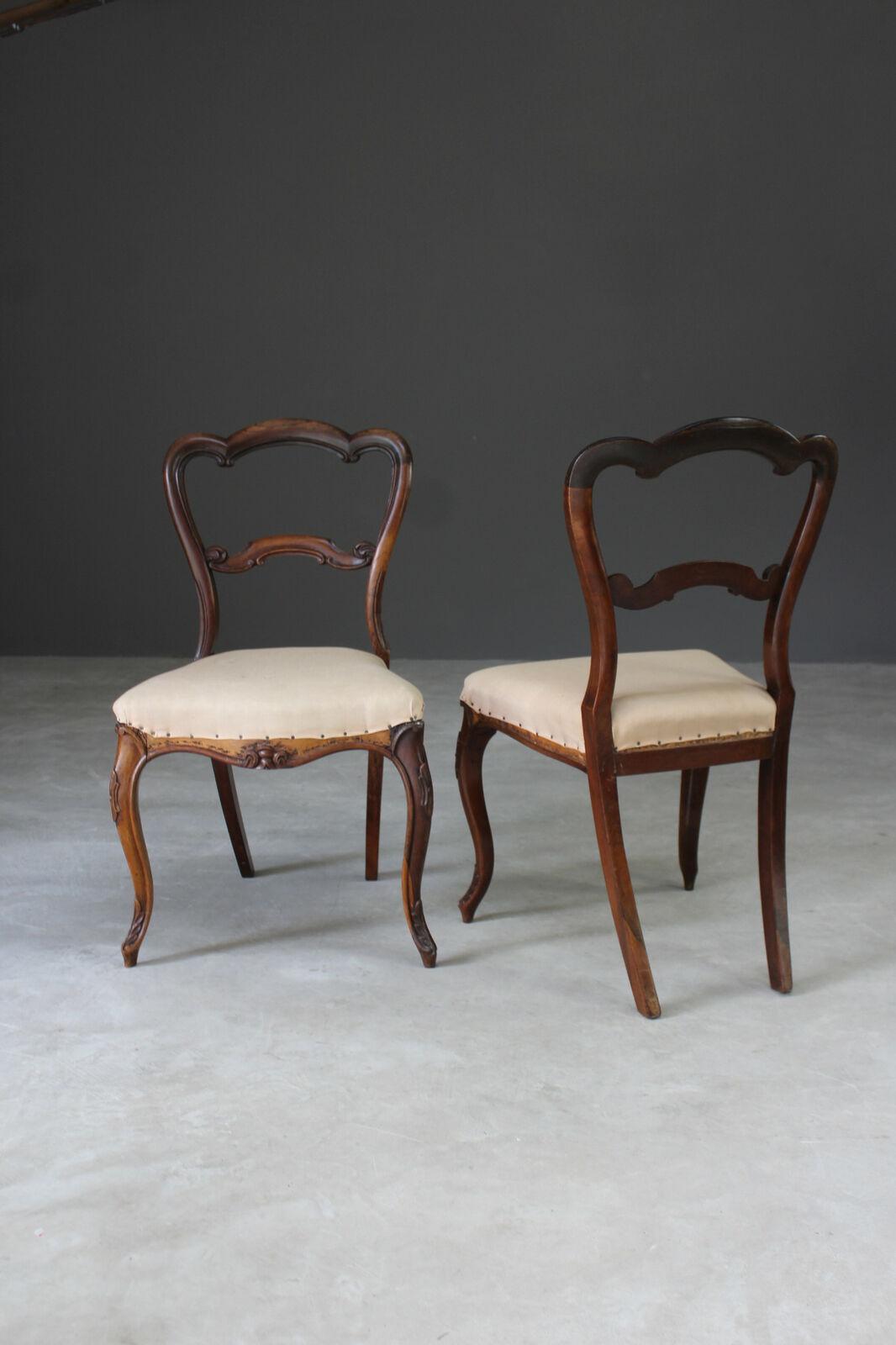 Pair Antique Rosewood Dining Chairs - Kernow Furniture