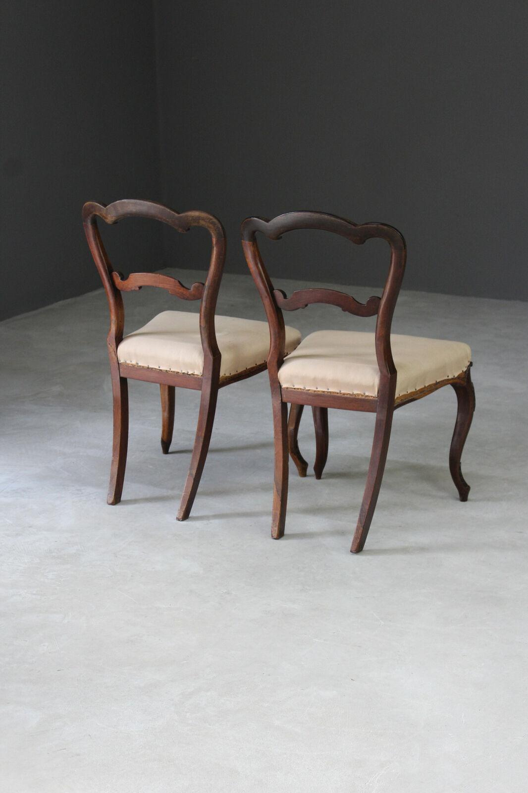 Pair Antique Rosewood Dining Chairs - Kernow Furniture