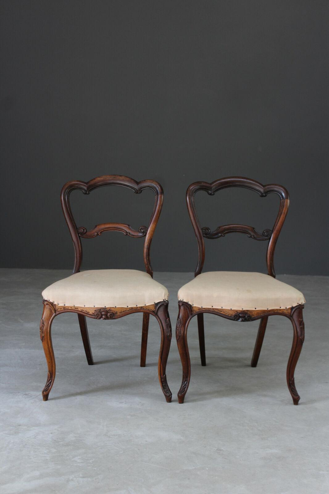 Pair Antique Rosewood Dining Chairs - Kernow Furniture