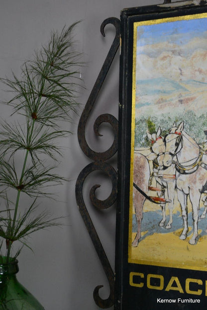 Vintage Exterior Hand Painted Coach & Horses Pub Swing Sign - Kernow Furniture