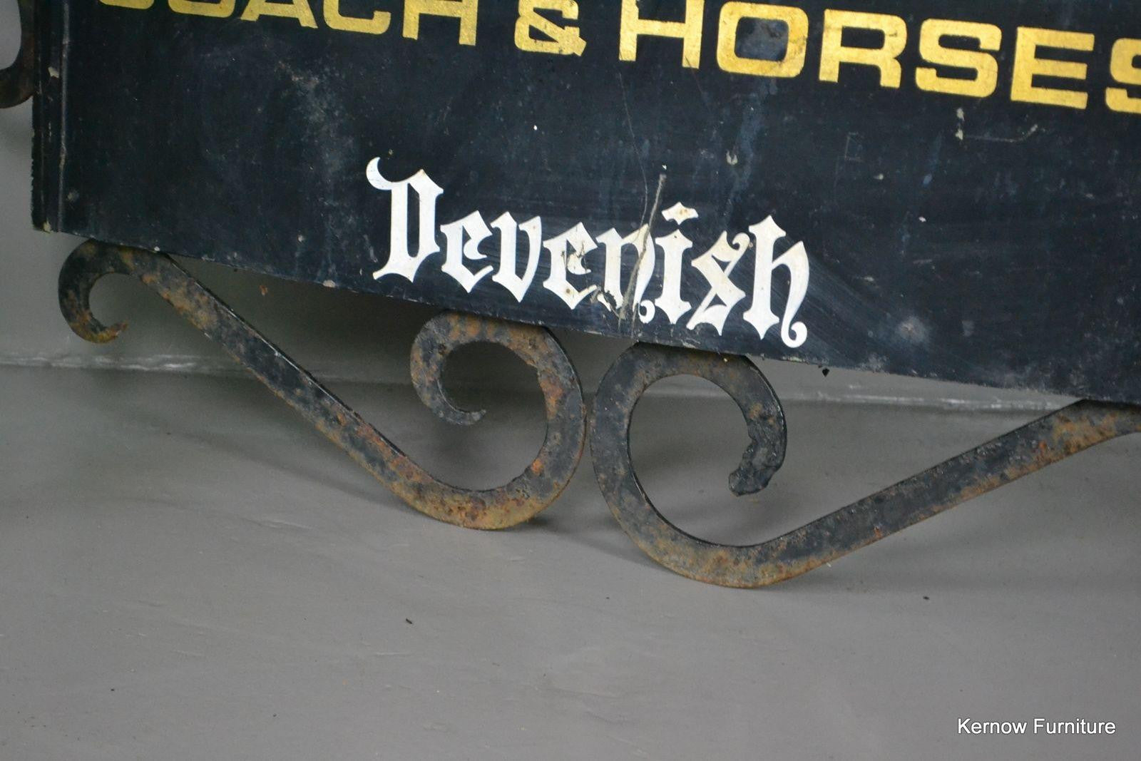 Vintage Exterior Hand Painted Coach & Horses Pub Swing Sign - Kernow Furniture