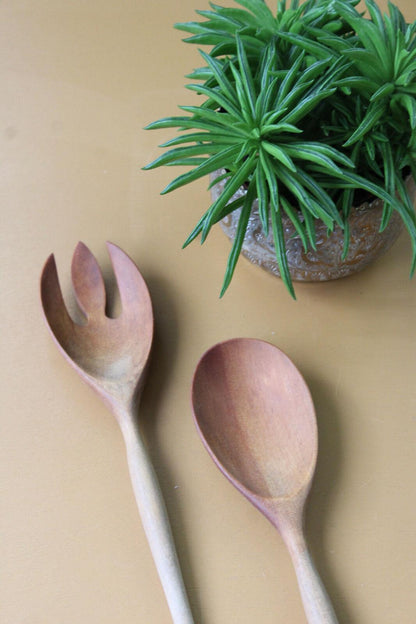 Retro Wooden Salad Servers - Kernow Furniture