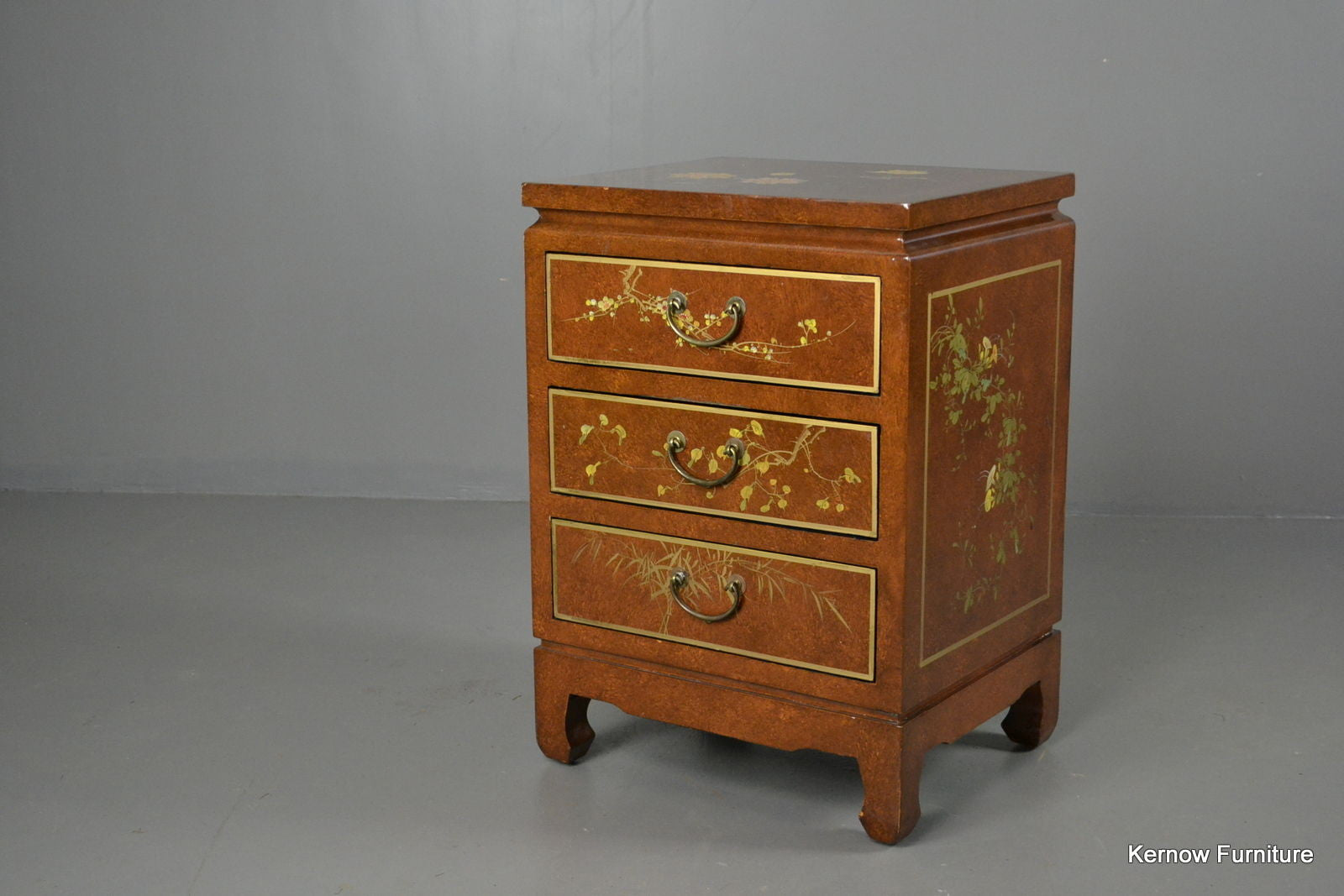 Oriental Lacquered Bedside Cabinet - Kernow Furniture