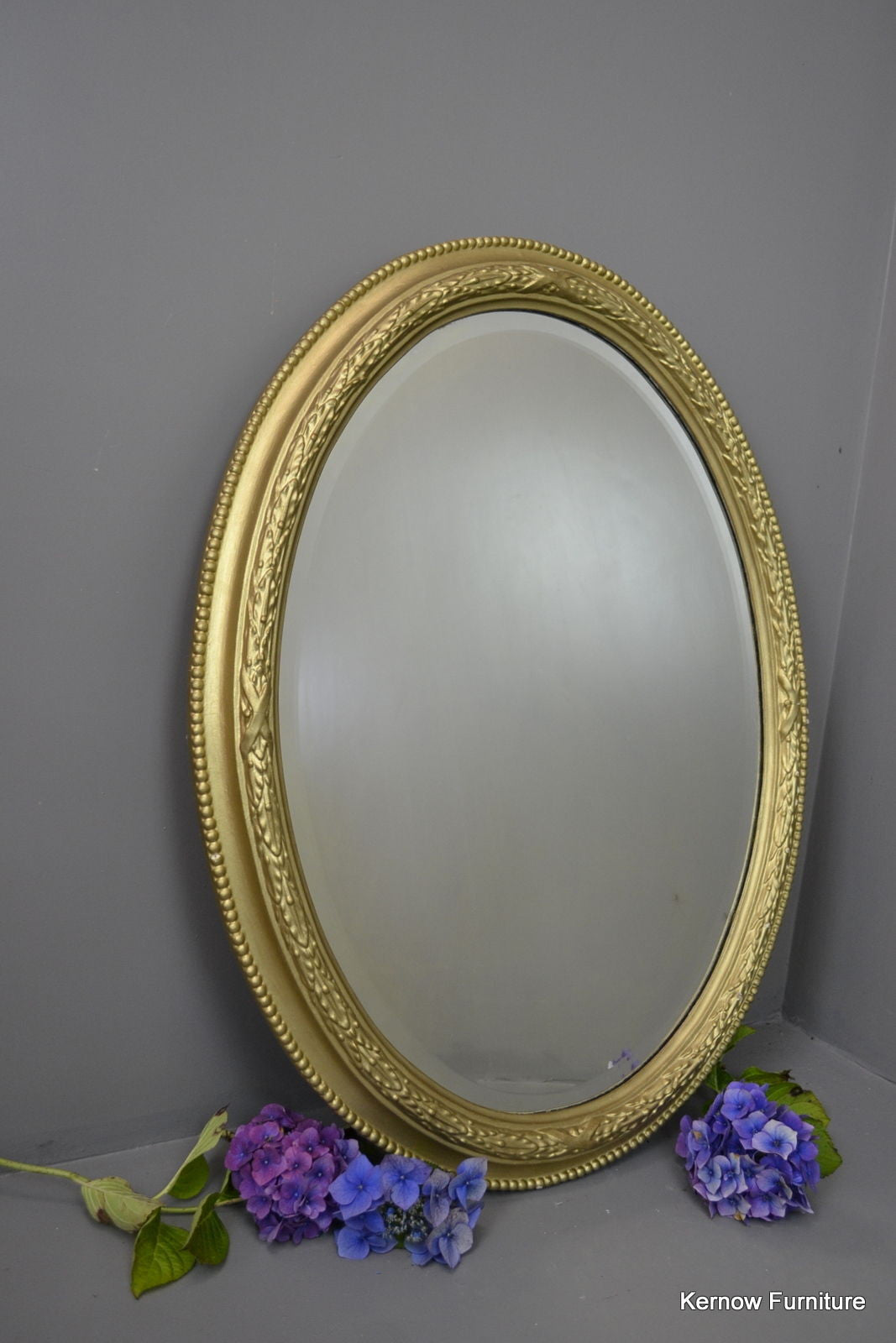 Large Oval Gold Wall Mirror - Kernow Furniture