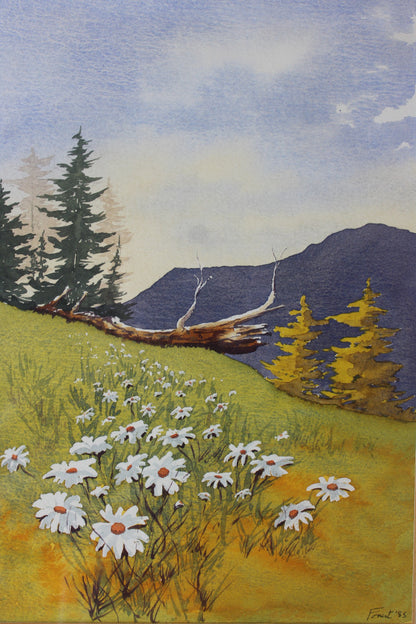 Forest Alpine Scene Watercolour - Kernow Furniture