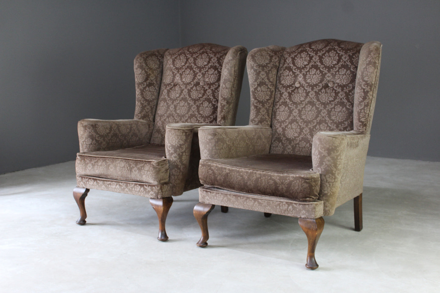 Pair Retro Parker Knoll Wing Back Armchairs - Kernow Furniture