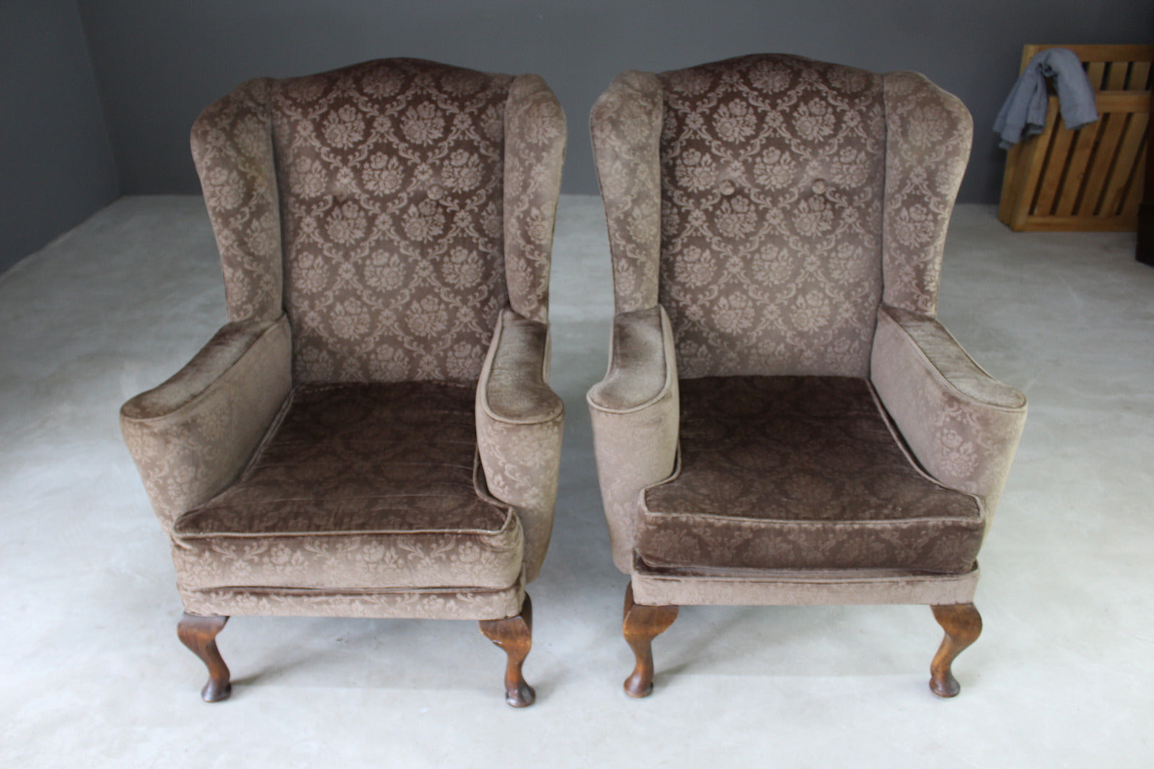 Pair Retro Parker Knoll Wing Back Armchairs - Kernow Furniture