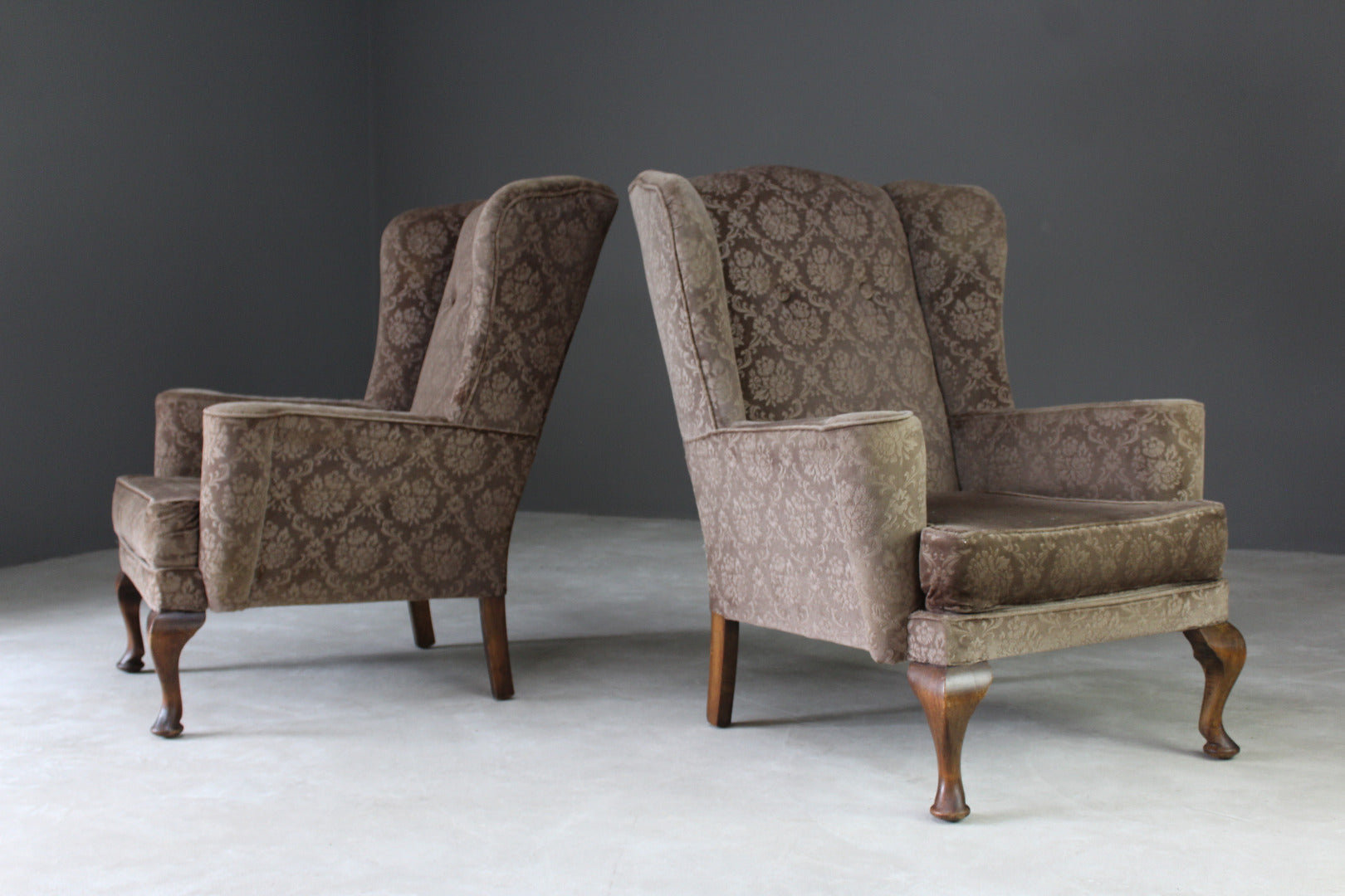 Pair Retro Parker Knoll Wing Back Armchairs - Kernow Furniture