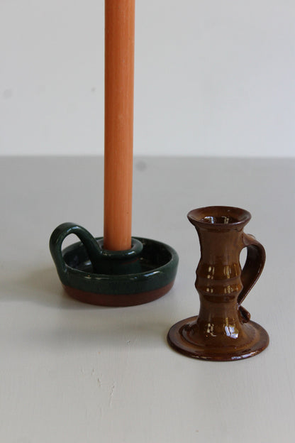 Pair Glazed Wee Willie Winkie Candle Holders - Kernow Furniture