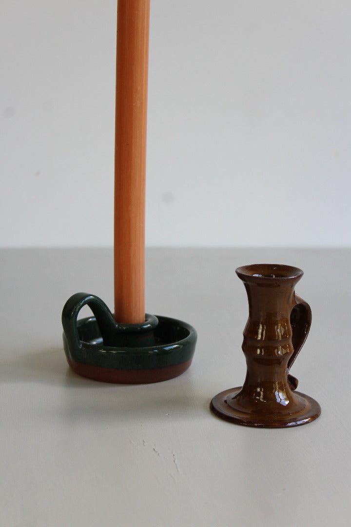 Pair Glazed Wee Willie Winkie Candle Holders - Kernow Furniture