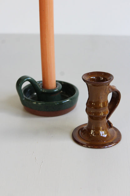 Pair Glazed Wee Willie Winkie Candle Holders - Kernow Furniture