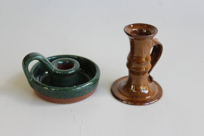 Pair Glazed Wee Willie Winkie Candle Holders - Kernow Furniture