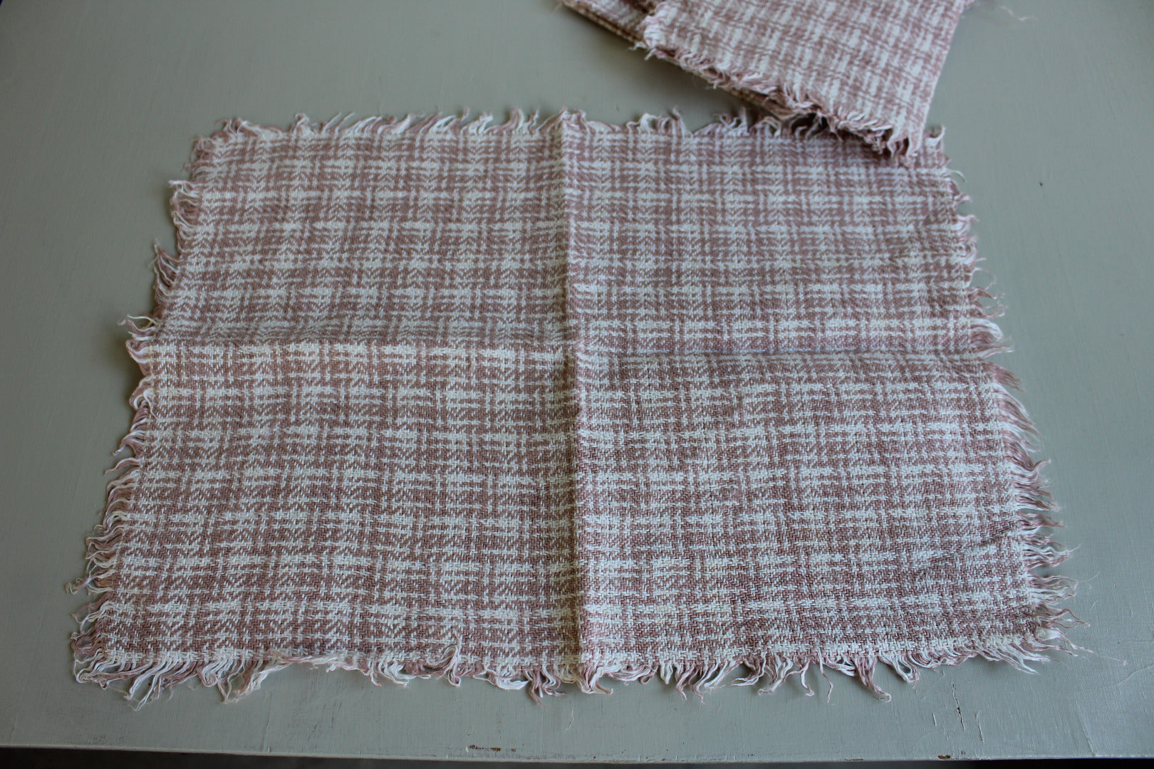 4 Vintage Pink Wool Table Mats - Kernow Furniture