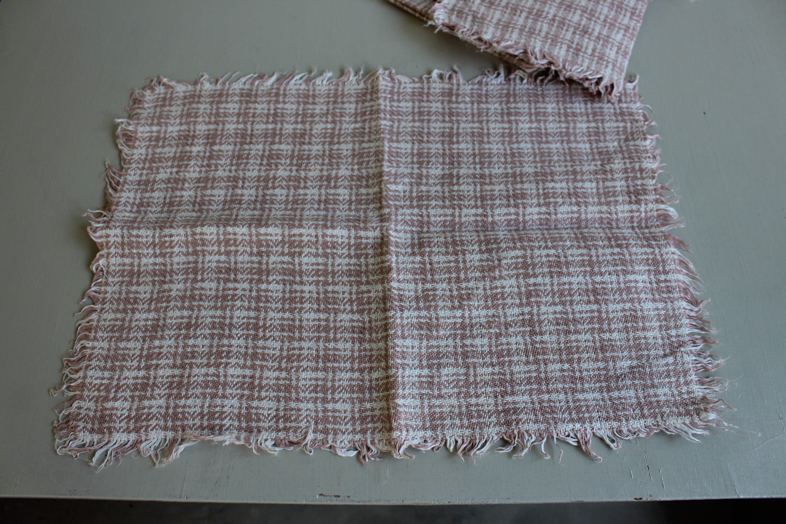 4 Vintage Pink Wool Table Mats - Kernow Furniture