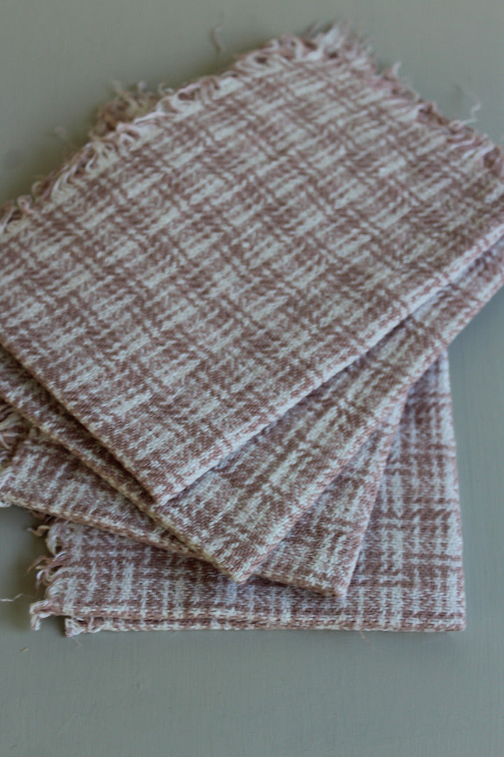 4 Vintage Pink Wool Table Mats - Kernow Furniture