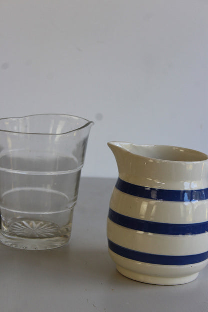 Two Vintage Jugs - Blue & White & Glass - Kernow Furniture