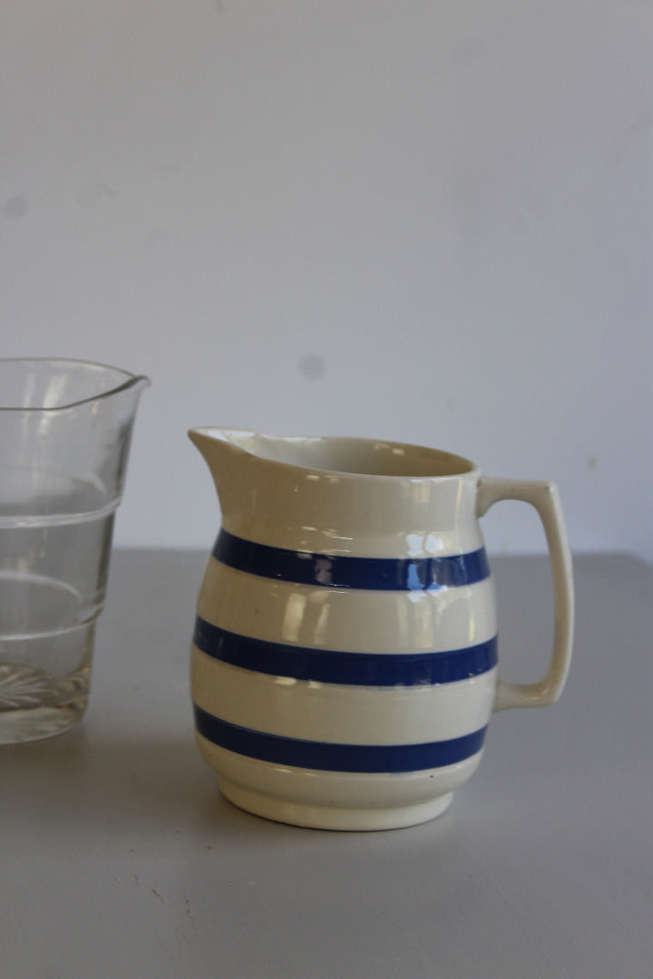 Two Vintage Jugs - Blue & White & Glass - Kernow Furniture