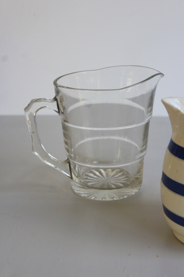 Two Vintage Jugs - Blue & White & Glass - Kernow Furniture