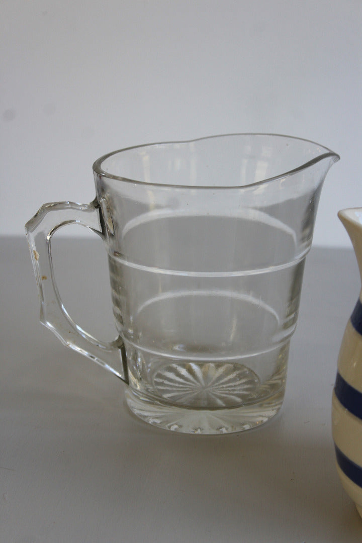 Two Vintage Jugs - Blue & White & Glass - Kernow Furniture