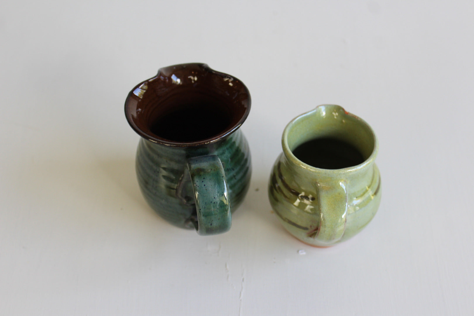 Pair Glazed Milk Jugs - Kernow Furniture