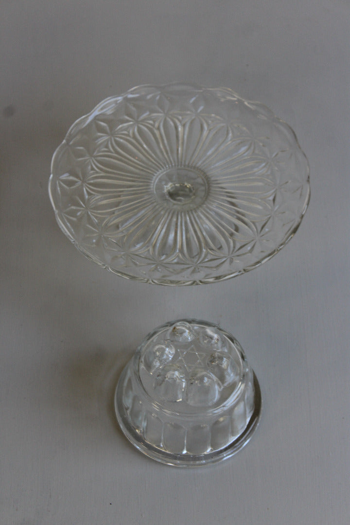 Vintage Glass Cake Stand & Jelly Mould - Kernow Furniture