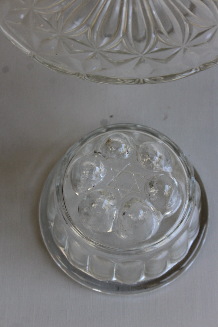 Vintage Glass Cake Stand & Jelly Mould - Kernow Furniture