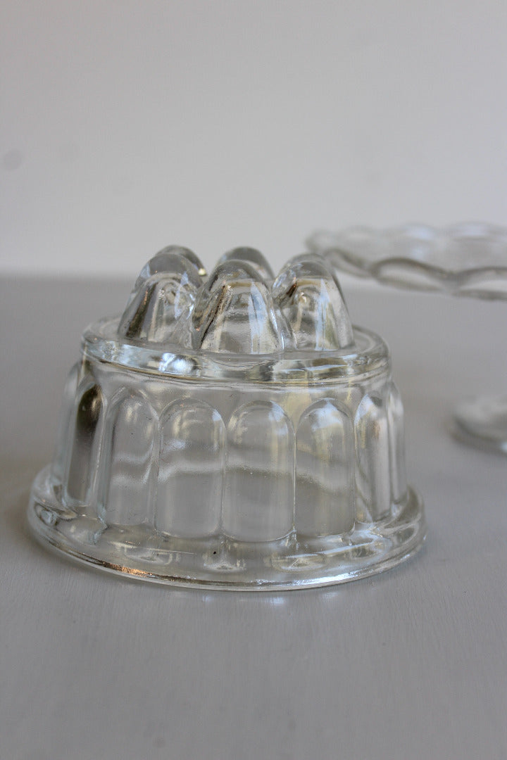 Vintage Glass Cake Stand & Jelly Mould - Kernow Furniture