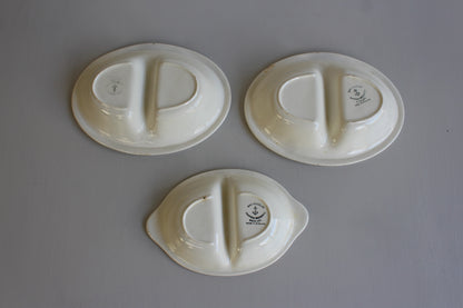 3 X Sampson & Bridgwood Glazed Divided Serving Dishes - Kernow Furniture