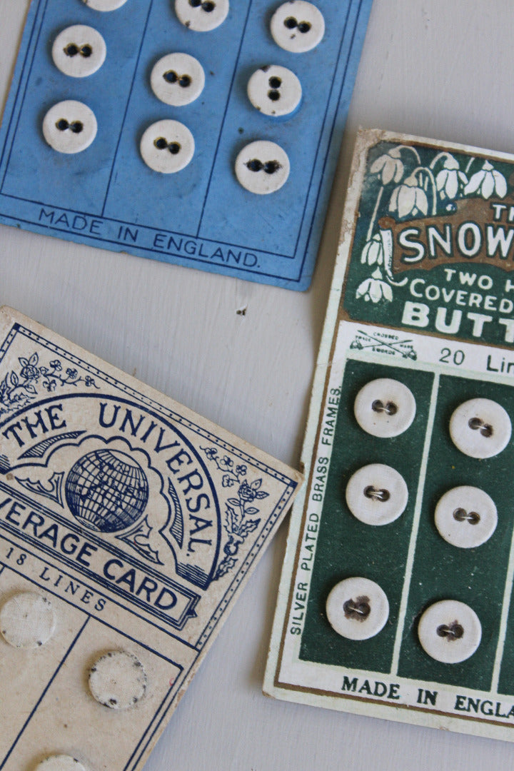 4 Sets Vintage Buttons On Card - Kernow Furniture