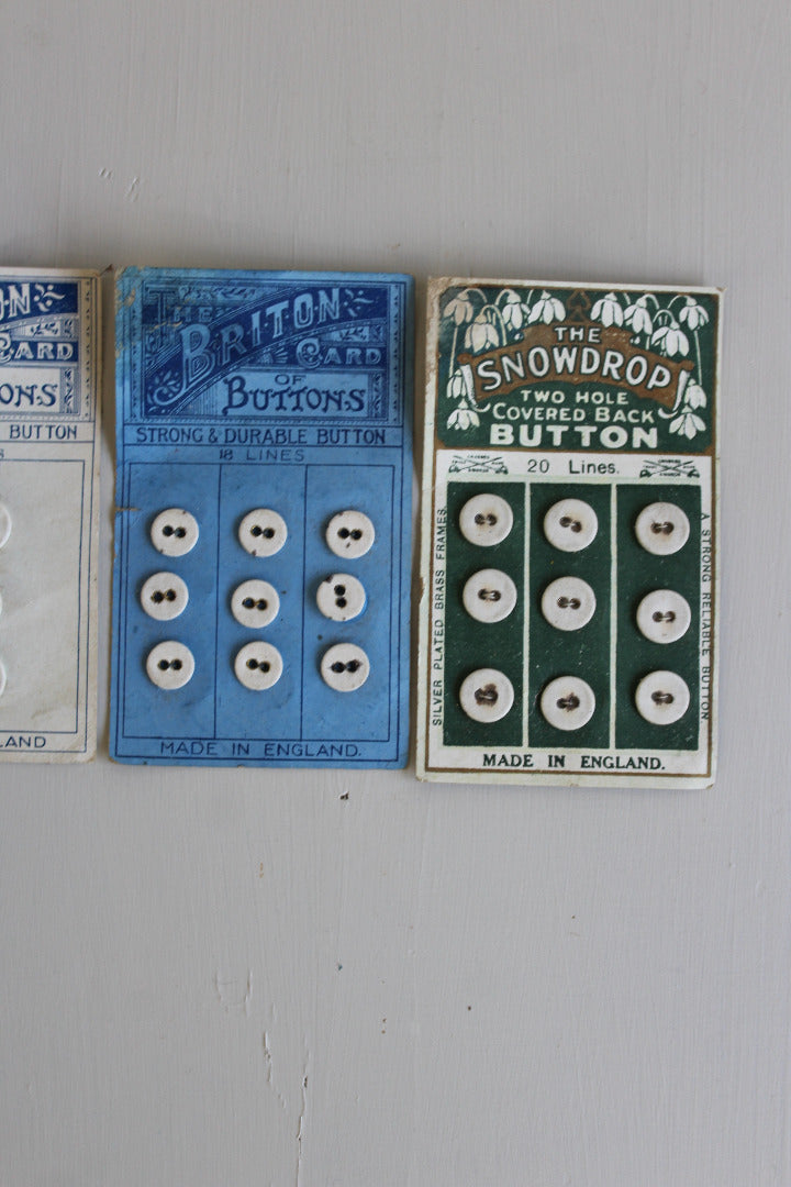 4 Sets Vintage Buttons On Card - Kernow Furniture