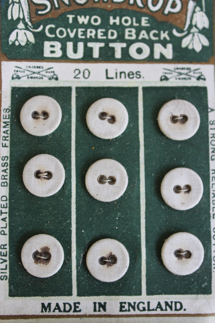 4 Sets Vintage Buttons On Card - Kernow Furniture