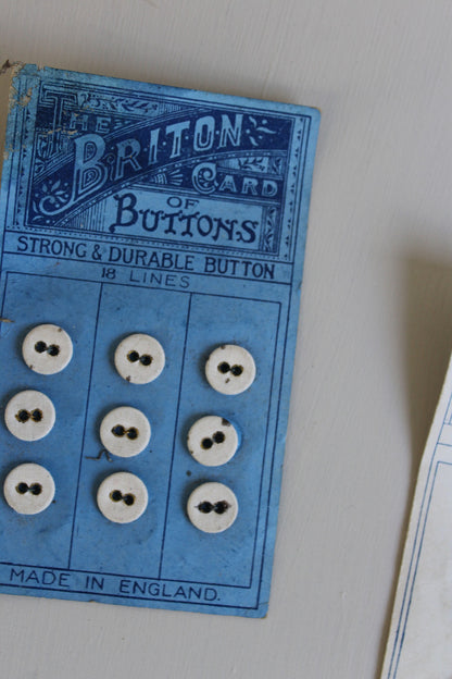 4 Sets Vintage Buttons On Card - Kernow Furniture