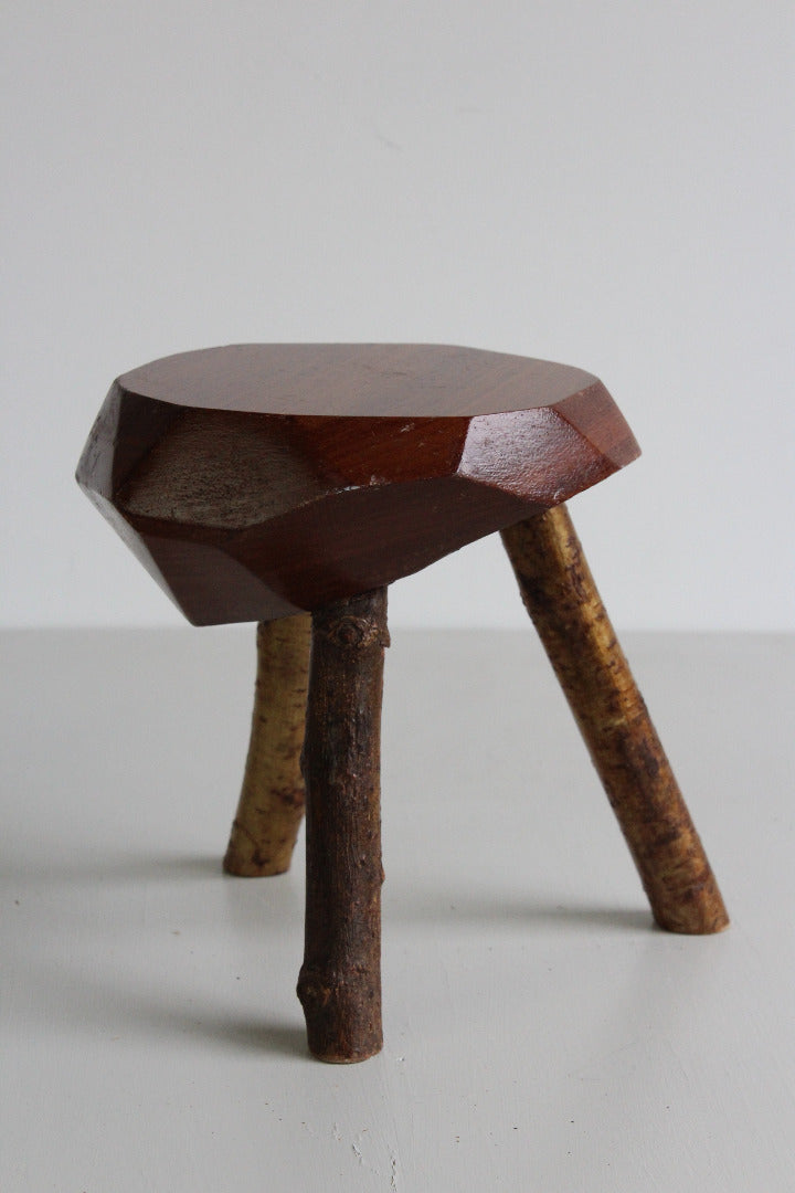 Small Rustic Wooden Stool - Kernow Furniture