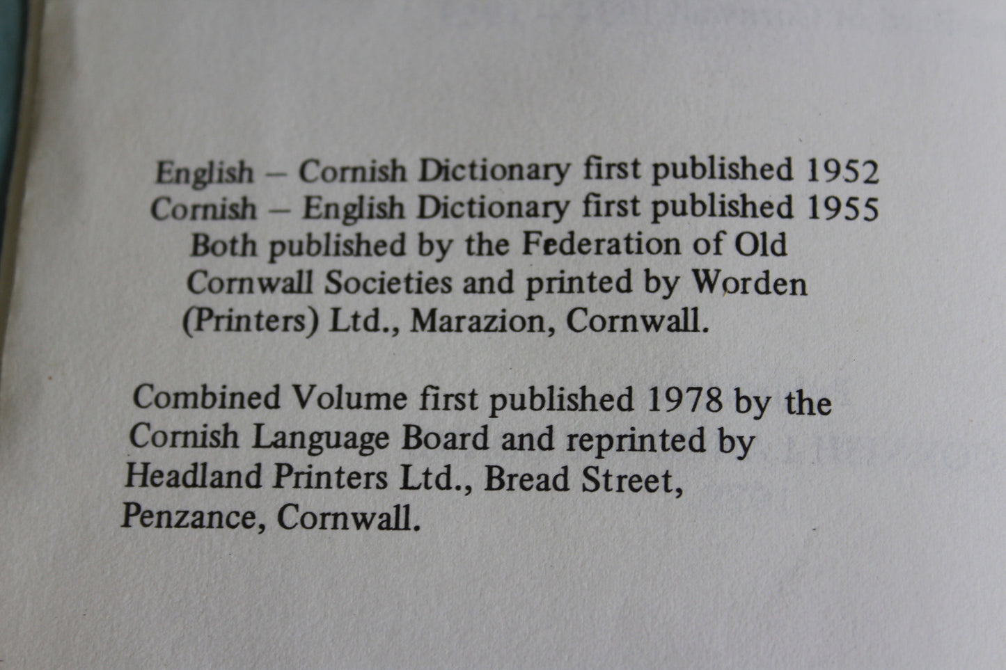 English - Cornish Dictionary - Kernow Furniture