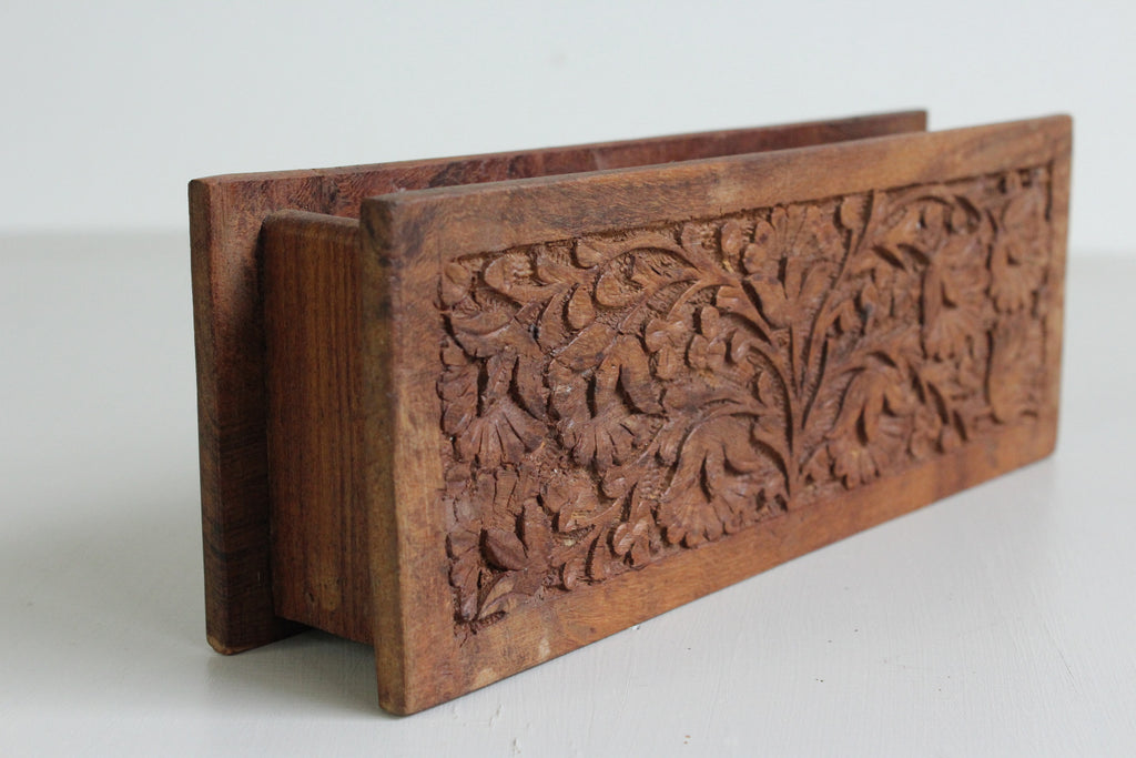 Carved Wooden Letter Rack Desk Tidy - Kernow Furniture