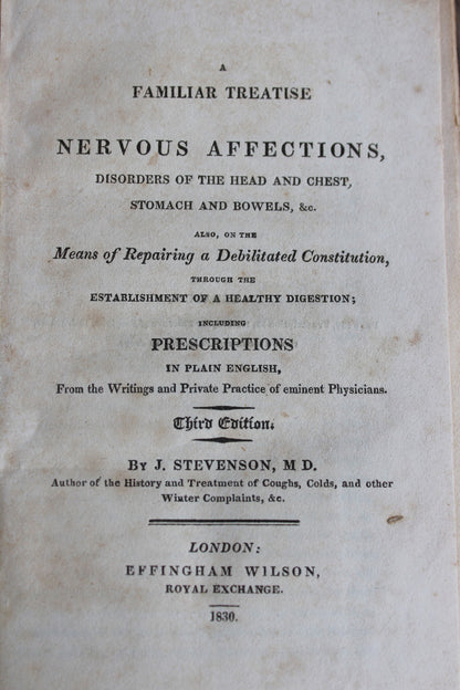 J Stevenson - Nervous Affections Disorders of the Head & Chest Stomach & Bowels 1830 - Kernow Furniture