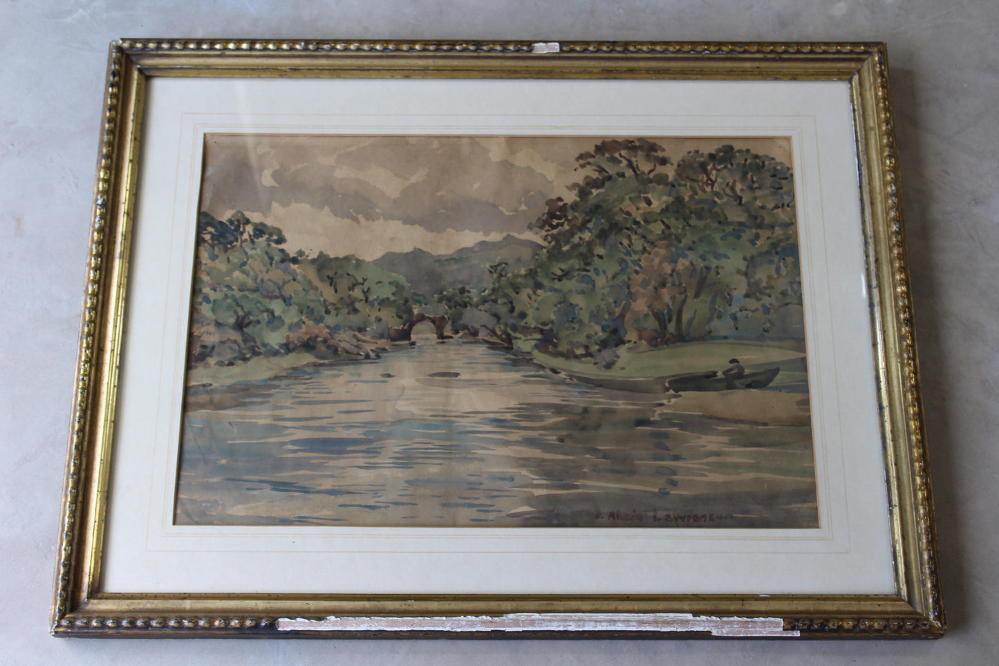 Dorothy Alicia Lawrenson - A river landscape watercolour - Kernow Furniture