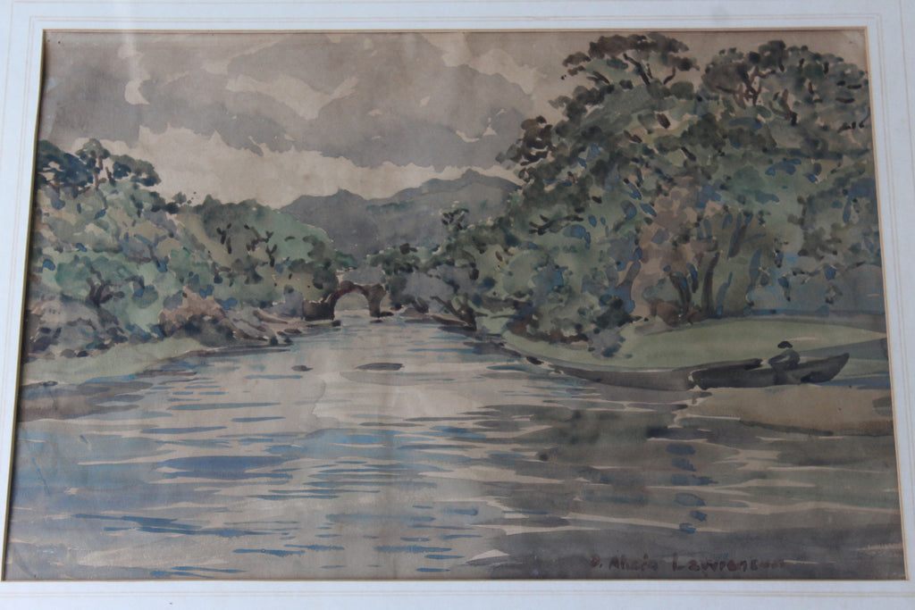 Dorothy Alicia Lawrenson - A river landscape watercolour - Kernow Furniture