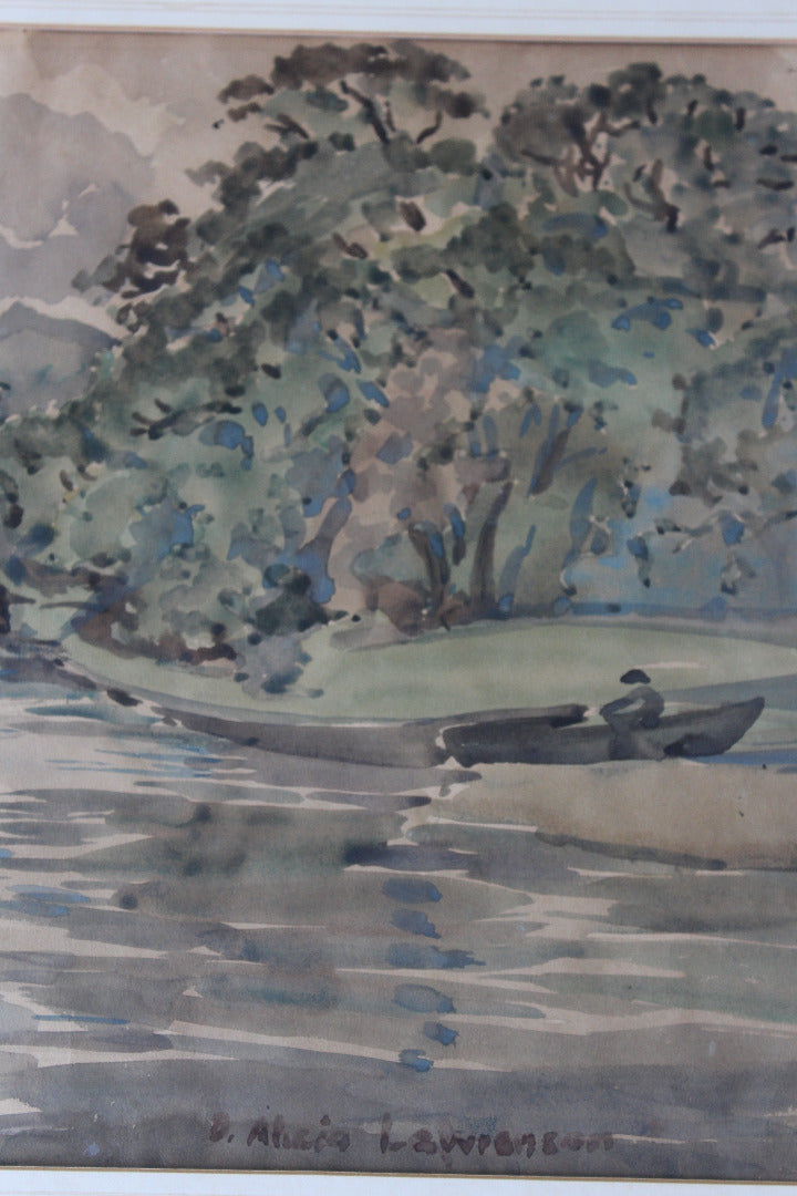 Dorothy Alicia Lawrenson - A river landscape watercolour - Kernow Furniture